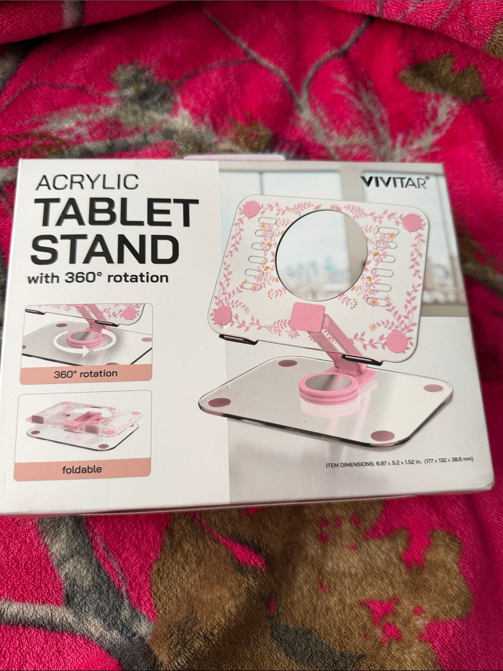 Pink Acrylic Tablet Stand with 360° Rotation